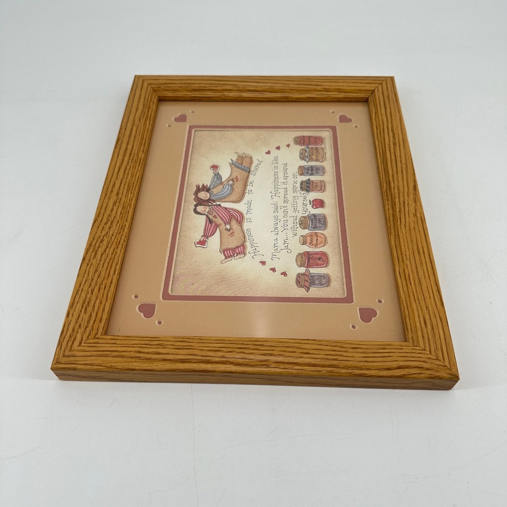 Anna Scott Framed Art Happiness is Like Jam Vintage Oak Wood Frame Wall Decor - Picture 5 of 8